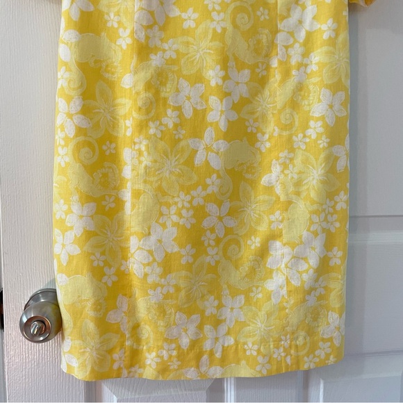 Lilly Pulitzer Linen Yellow Floral Ruffle Dress 6 - Picture 3 of 13